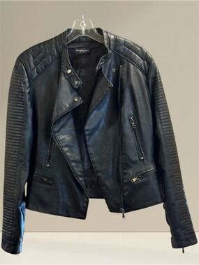 Philomena Petti  Women’s Faux Leather Moto Jacket Size Large